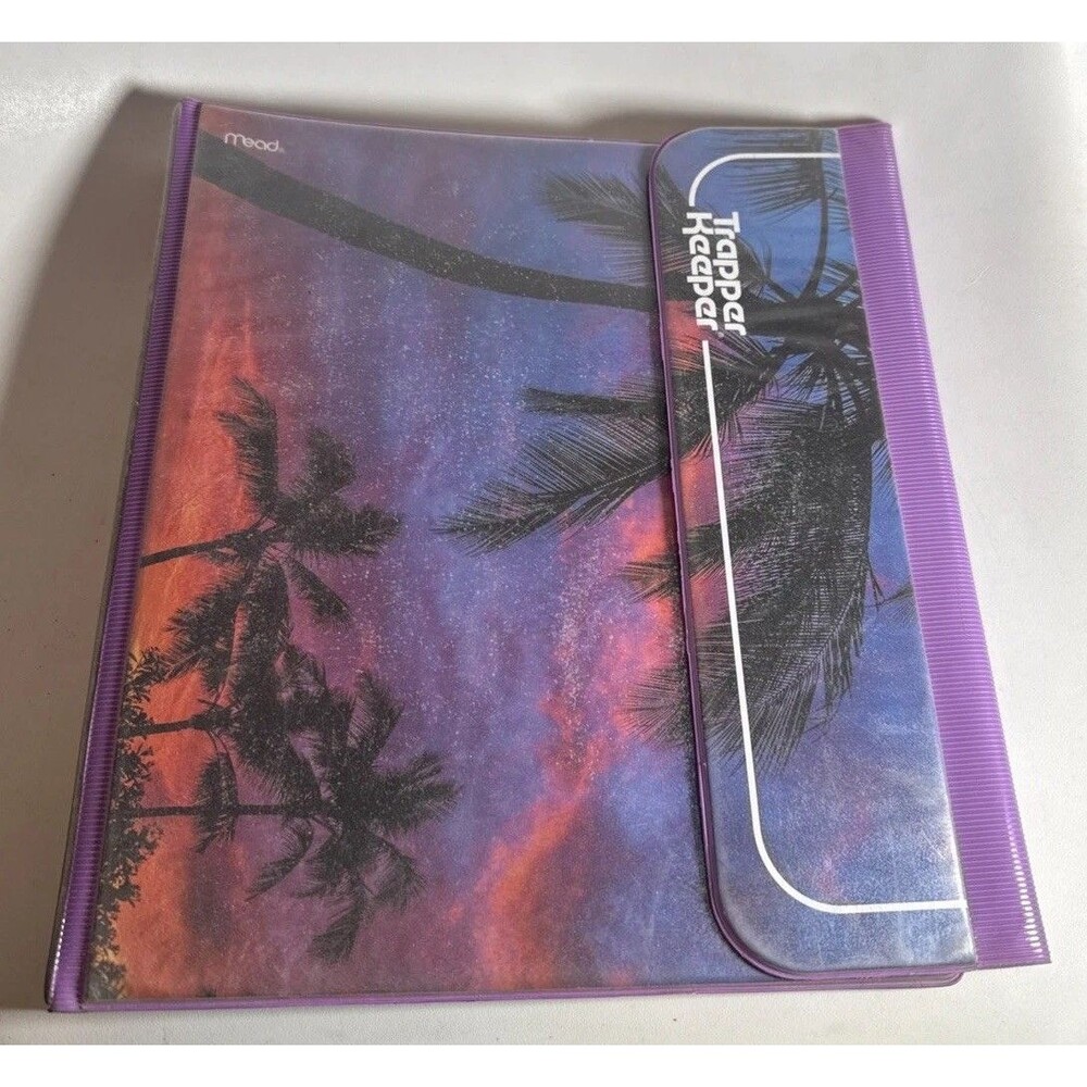 Vintage MEAD TRAPPER KEEPER Palm Trees Beach Nights Binder  1" Rings Summer